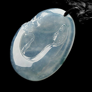 (超值推荐)冰种略飘花观自在挂件