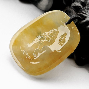 (超值推荐)冰种褐黄翡纳福挂件