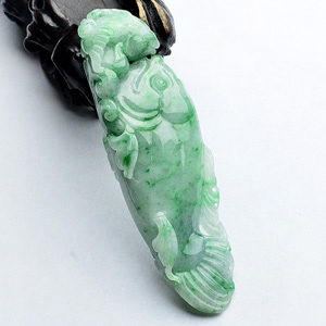 (超值推荐)糯冰种飘翠母子情深挂件