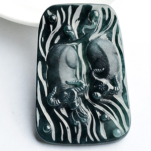 (超值推荐)糯冰种蓝水牛气冲天挂件