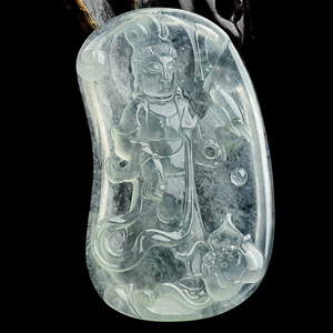 (超值推荐)冰种飘花站观音挂件