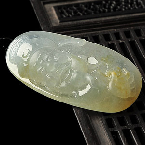 (超值推荐)冰种淡晴水略飘黄翡财神挂件