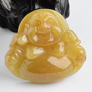 (超值推荐)糯冰种褐黄翡玉佛挂件 