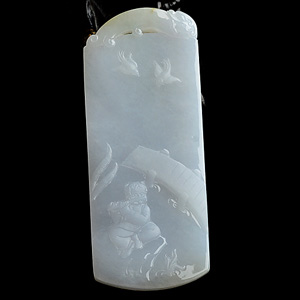 (超值推荐)糯冰种略飘黄翡田园牧歌挂件