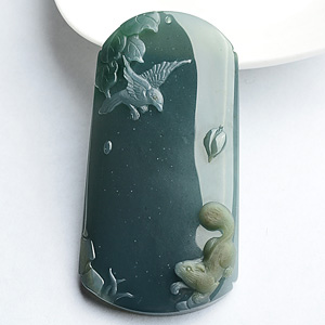 (超值推荐)冰种蓝水欢天喜地挂件