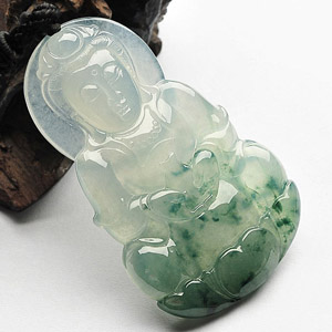 冰种飘花观音挂件