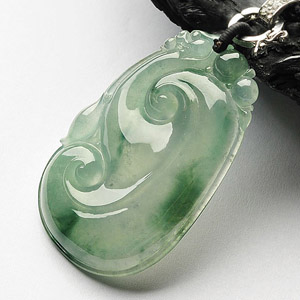 冰种晴水飘花如意挂件