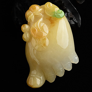 (超值推荐)糯冰种黄加绿知足常乐挂件