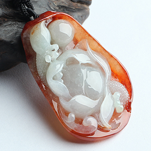 糯冰种晴水红翡一品清廉挂件