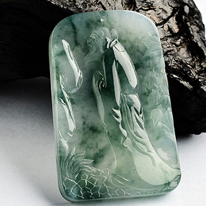 (超值推荐)冰种飘花米芾拜石挂件