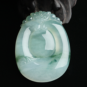 冰种晴水飘花福寿如意挂件