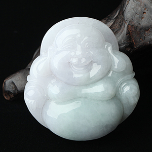 (超值推荐)糯冰种淡春带彩玉佛挂件