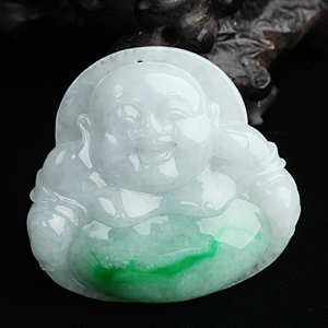糯冰种晴水飘翠玉佛挂件