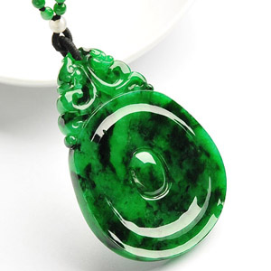 糯冰种浓阳绿福在眼前挂件