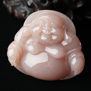 (超值推荐)糯冰种湘妃粉玉佛挂件