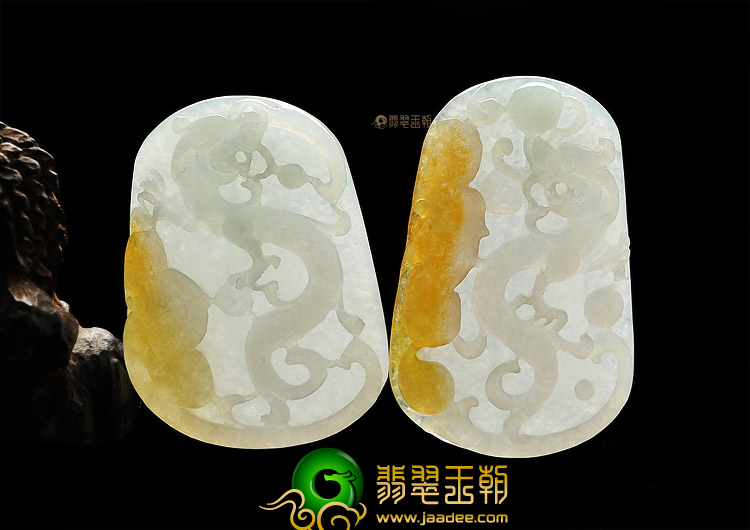 糯冰种淡晴水褐黄翡龙牌挂件(单价)