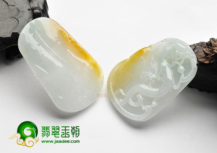 糯冰种淡晴水褐黄翡龙牌挂件(单价)