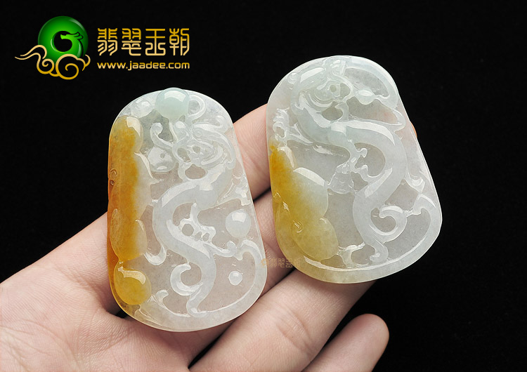 糯冰种淡晴水褐黄翡龙牌挂件(单价)