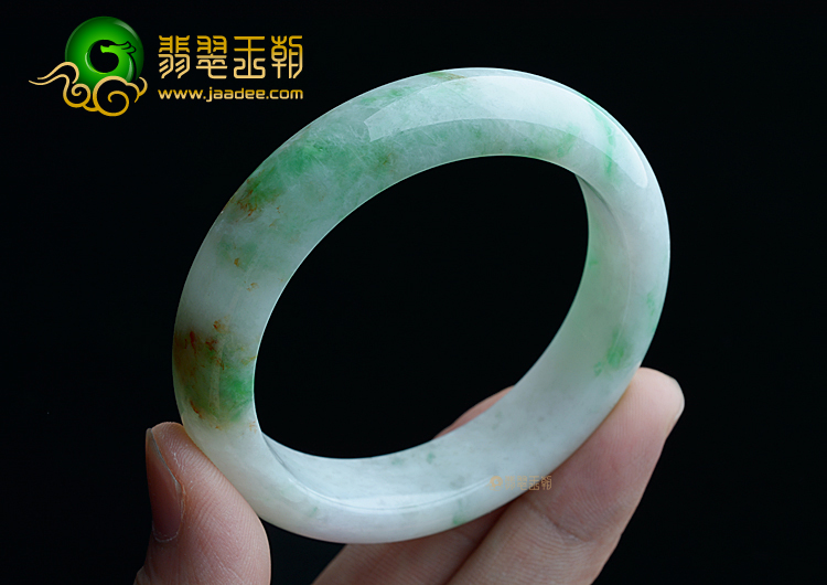 糯冰种飘翠带黄翡手镯（53.3mm）