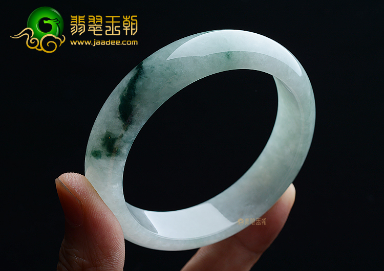 糯冰种飘墨绿花手镯（57.5mm）