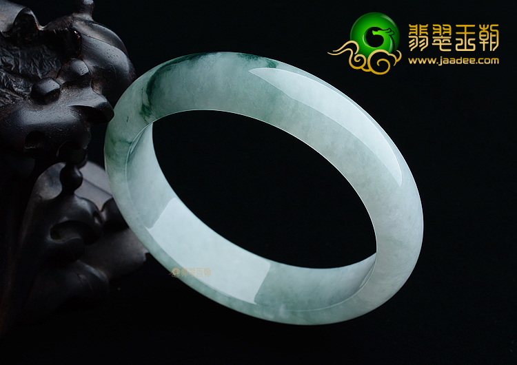 糯冰种飘墨绿花手镯（57.5mm）