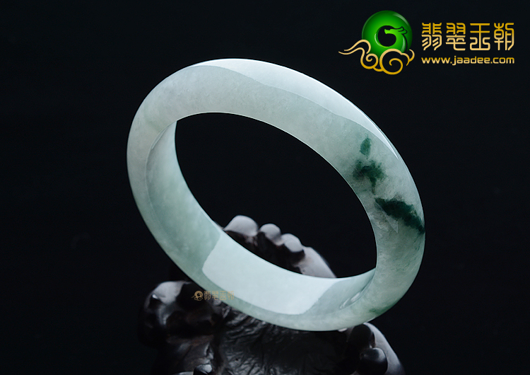 糯冰种飘墨绿花手镯（57.5mm）
