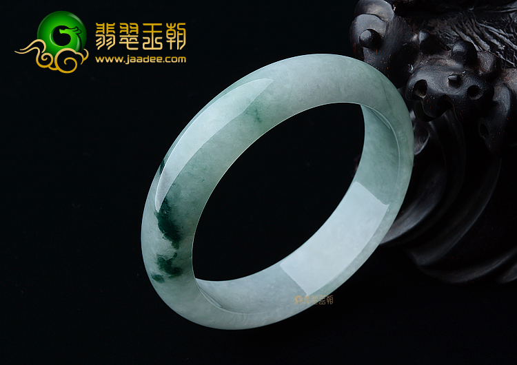糯冰种飘墨绿花手镯（57.5mm）