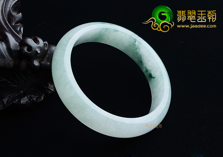 糯冰种飘墨绿花手镯（57.5mm）