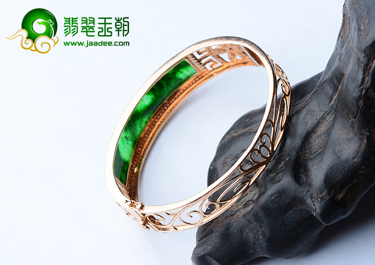 (超值推荐)冰种花青镶玫瑰金钻石贵妃镯（56mm-49mm）