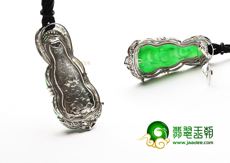 (超值推荐)冰种正阳绿镶白金钻石观音胸坠
