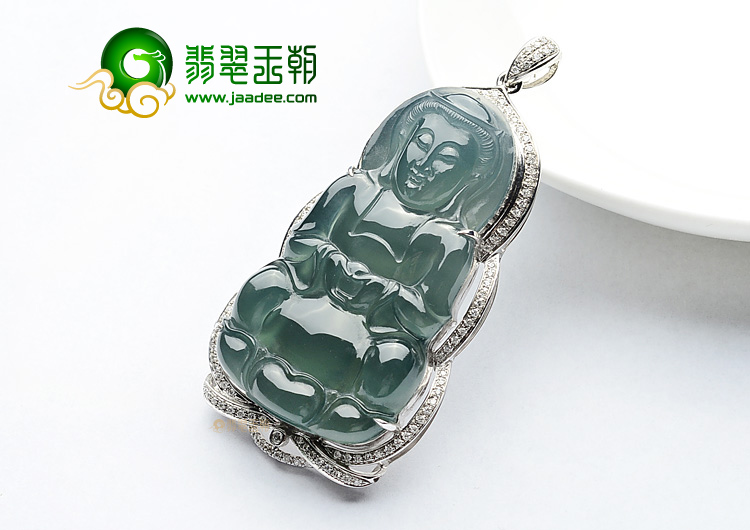 (超值推荐)冰种晴水镶白金观音胸坠(真钻)