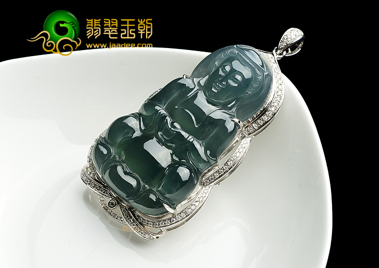 (超值推荐)冰种晴水镶白金观音胸坠(真钻)