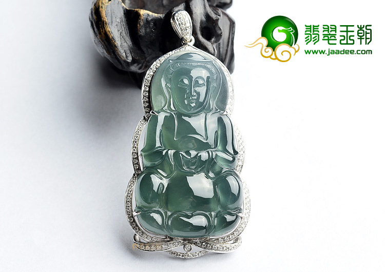 (超值推荐)冰种晴水镶白金观音胸坠(真钻)