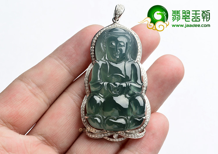 (超值推荐)冰种晴水镶白金观音胸坠(真钻)
