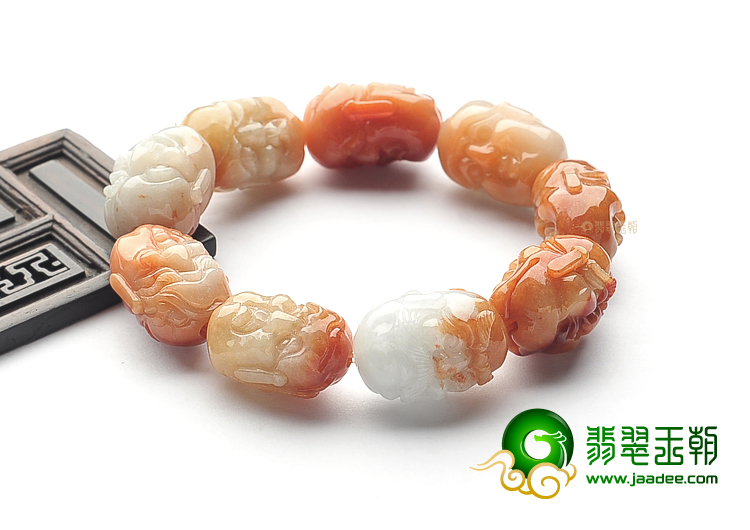 （一口价扫货）糯冰种红黄翡十八罗汉头手链