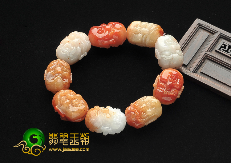 （一口价扫货）糯冰种红黄翡十八罗汉头手链