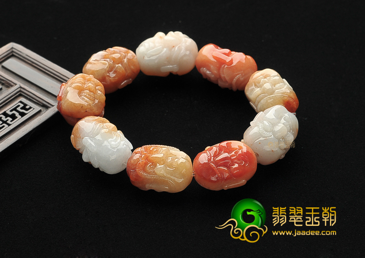 （一口价扫货）糯冰种红黄翡十八罗汉头手链