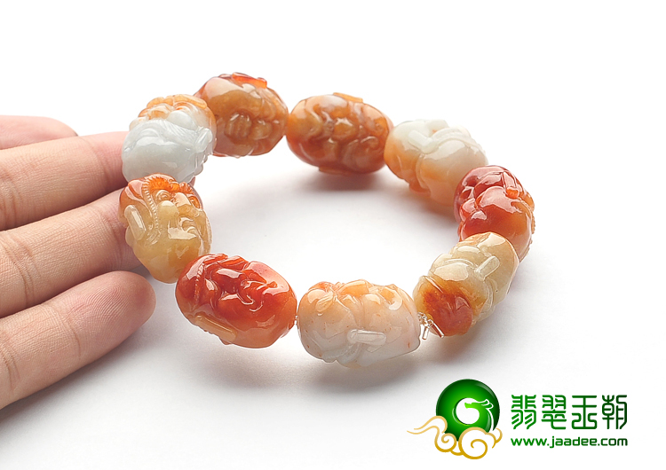 （一口价扫货）糯冰种红黄翡十八罗汉头手链