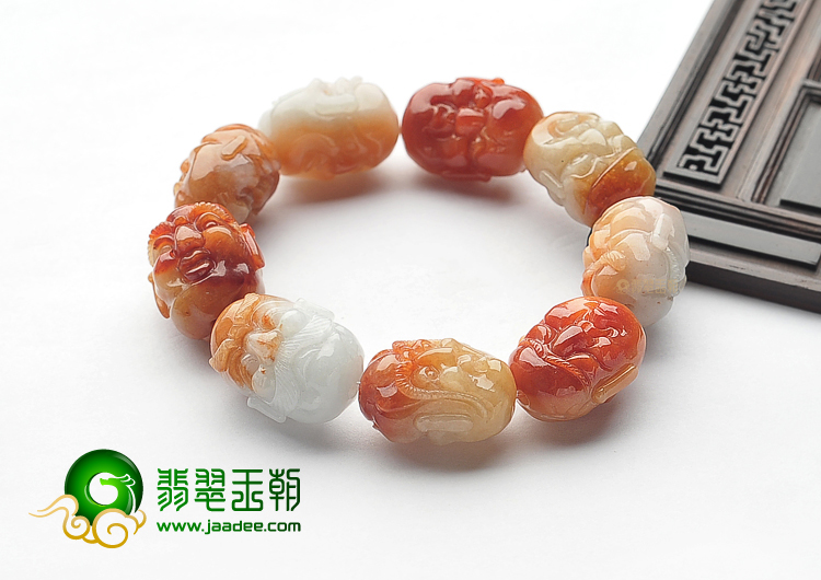 （一口价扫货）糯冰种红黄翡十八罗汉头手链
