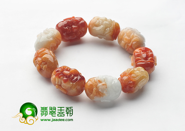 （一口价扫货）糯冰种红黄翡十八罗汉头手链