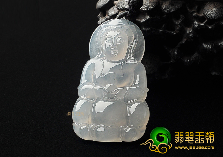 (超值推荐)冰玻种白色观音挂件