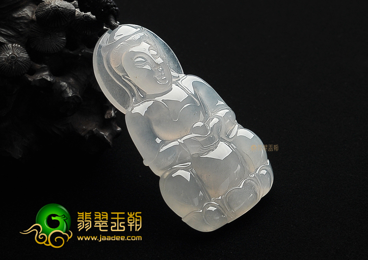 (超值推荐)冰玻种白色观音挂件