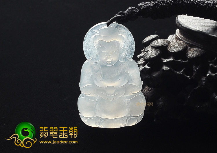 (超值推荐)冰玻种白色观音挂件
