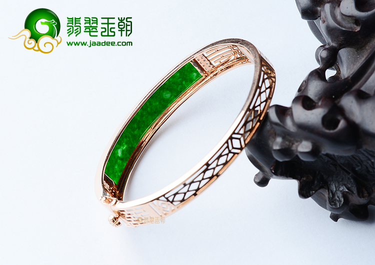 (超值推荐)冰种花青镶玫瑰金钻石贵妃镯(57.3mm-48.2mm)