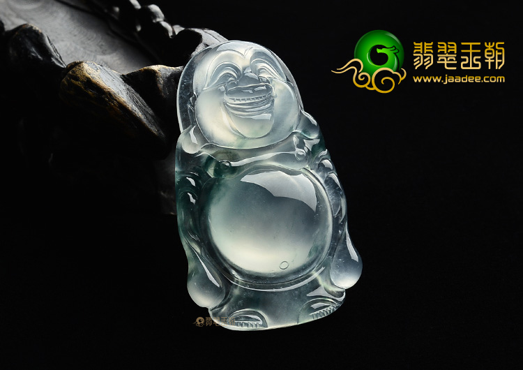 (超值推荐)冰玻种飘花玉佛挂件(一对)