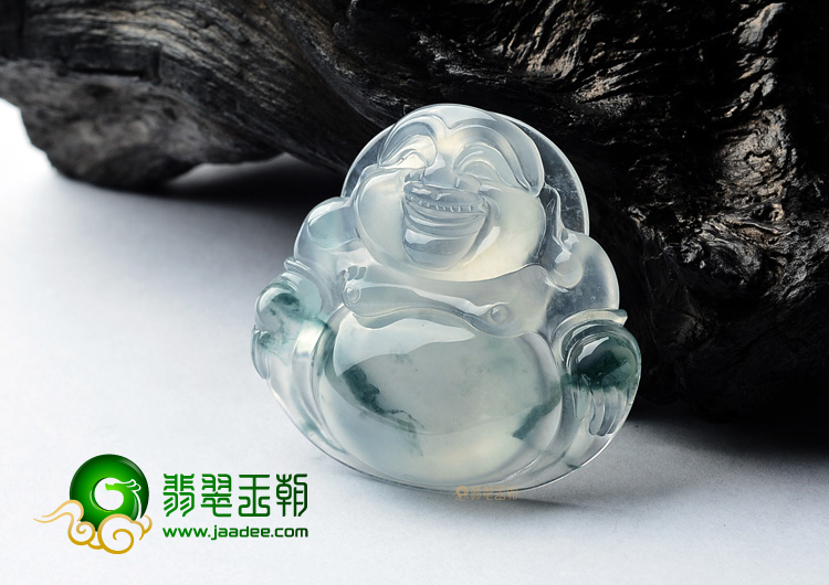 (超值推荐)冰玻种飘花玉佛挂件(一对)