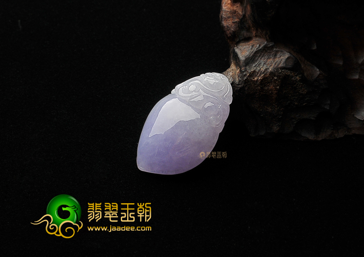 糯冰种紫罗兰寿桃挂件
