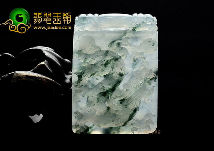 (超值推荐)冰种飘花龙凤牌挂件