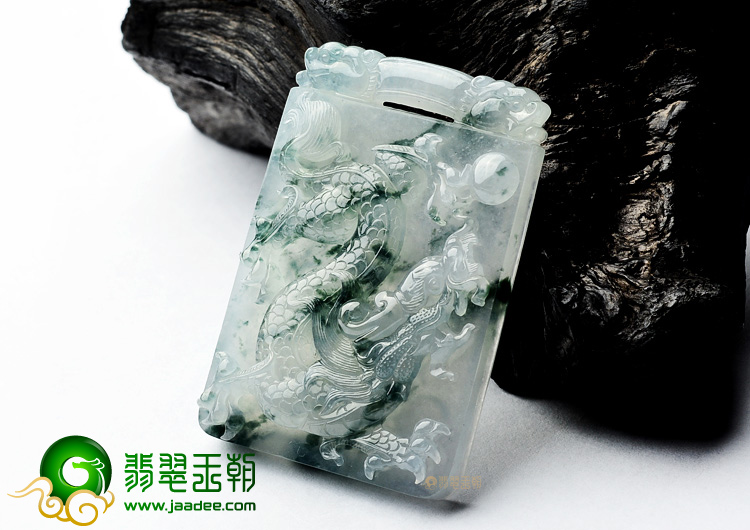 (超值推荐)冰种飘花龙凤牌挂件