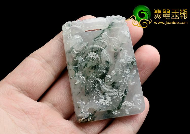 (超值推荐)冰种飘花龙凤牌挂件